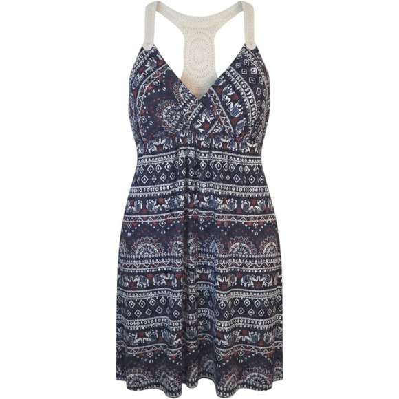 No Boundaries Dresses & Skirts - No Boundaries Womens XXL Boho Elephant Print Crochet Lace Racerback Mini Dress